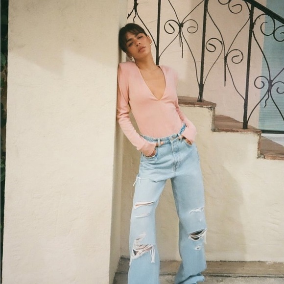 Zara Tops Nwt Zara Bodysuit With Shoulder Pads Poshmark